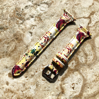 22mm Bouquet Roses Slim and Elegant Soft Leather Watch Strap Band for Wrist Hand Watches Quick Release Pins Included Easy - Ready to Attach