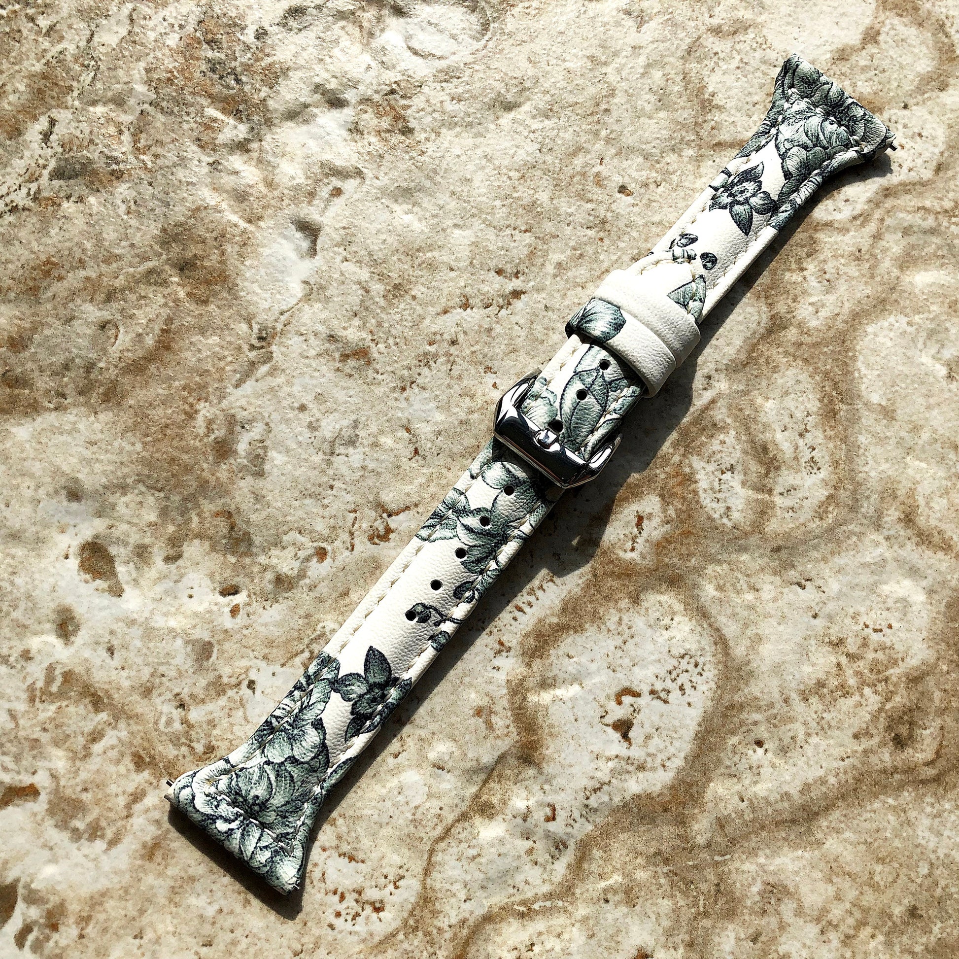 22mm Orchids Slim and Elegant Soft Leather Watch Strap Band for Wrist Hand Watches Quick Release Pins Included Easy - Ready to Attach
