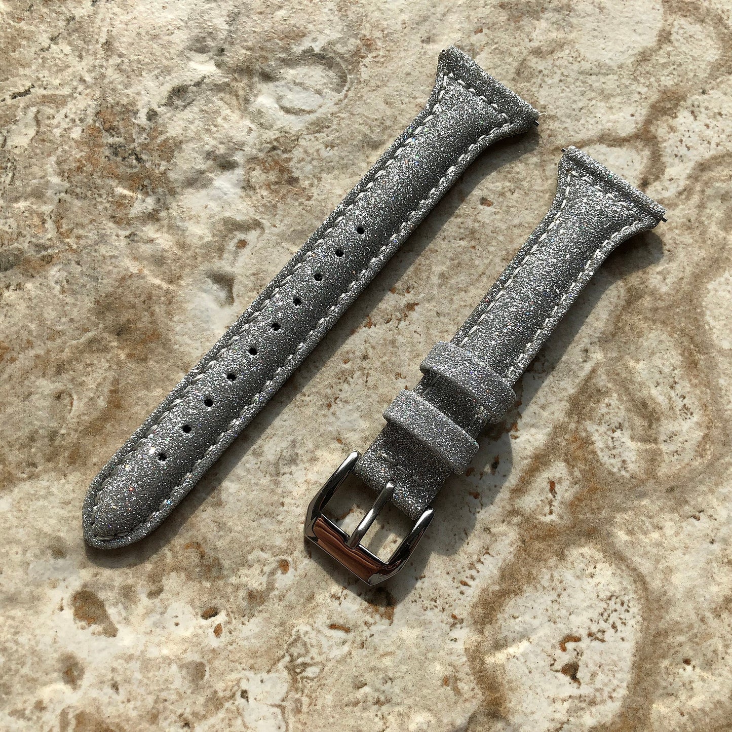 Garmin Silver Sparkling Glitter Band for Forerunner 745 265 255 Venu 3 2 Darth Vader Avenger Vivoactive 4 Slim Leather Strap Bracelet B22