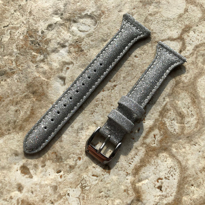 Garmin Silver Sparkling Glitter Band for Forerunner 745 265 255 Venu 3 2 Darth Vader Avenger Vivoactive 4 Slim Leather Strap Bracelet B22