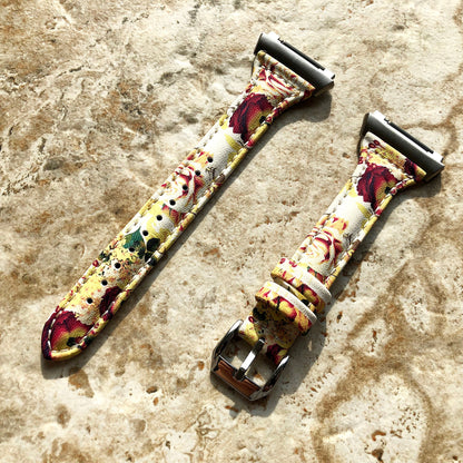 Fitbit Ionic Bouquet Roses Slim Elegant Soft Leather Band Strap Bracelet for Smartwatch Quick Release Adapters in Silver Rose Gold Black