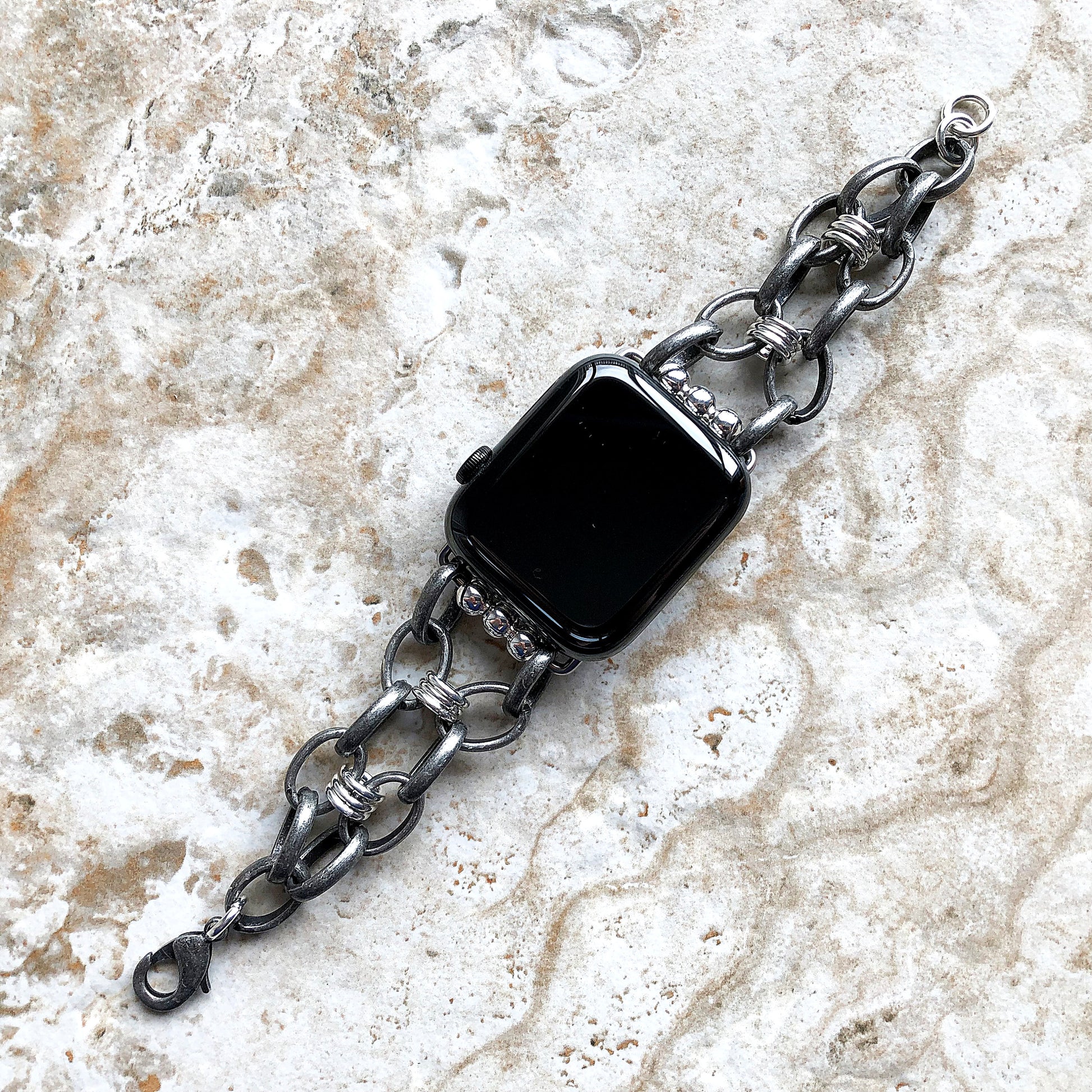 Apple Watch Ultra and 8 Series Bracelet for iWatch 41mm 45mm 49mm Case Antique Silver Color Chain Link Band Handmade Fashion Jewelry Strap