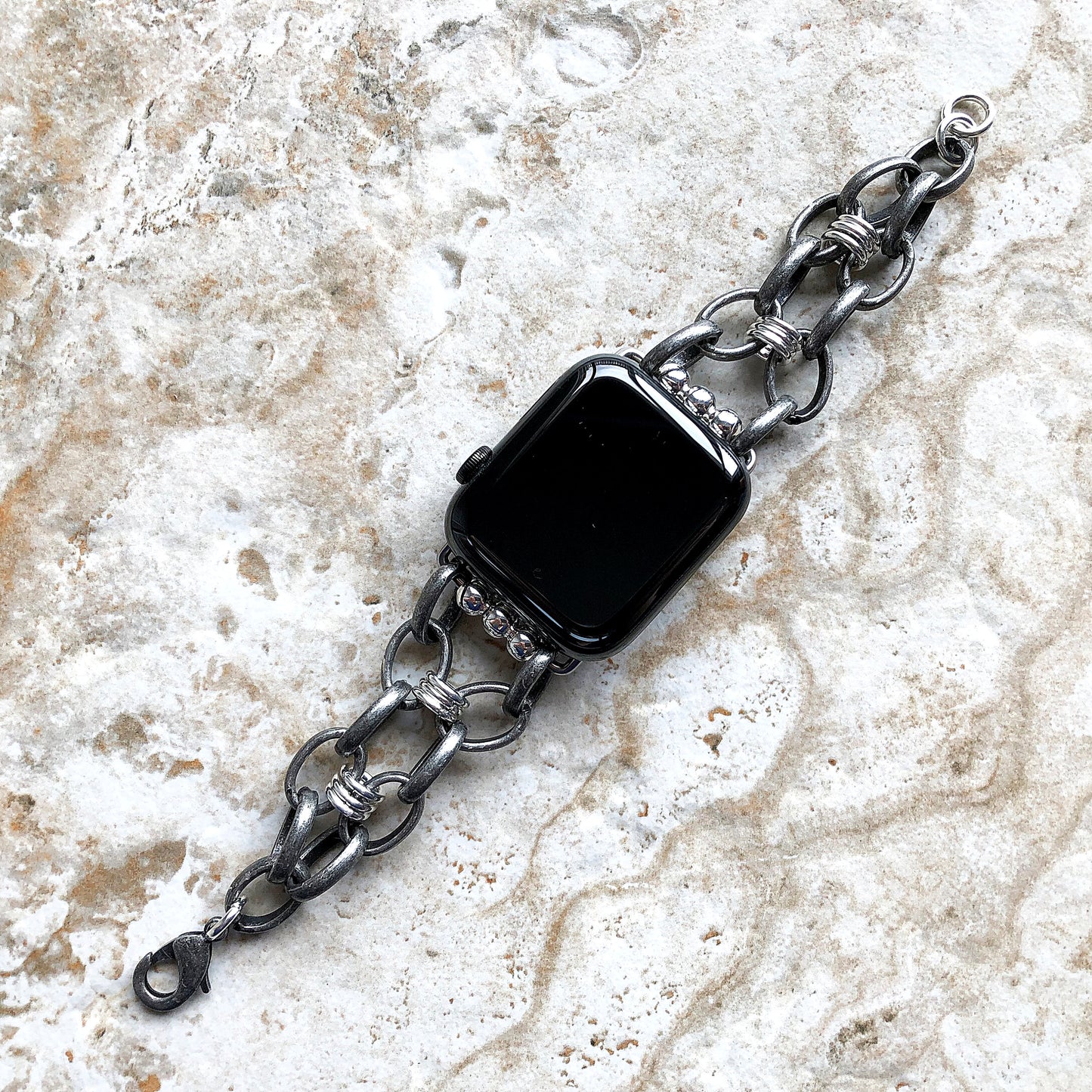Apple Watch Ultra 2 9 8 7 SE 6 5 4 3 2 Bracelet for iWatch 38mm 40mm 41mm 42mm 44mm 45mm 49mm Antique Silver Color Chain Link Band Handmade
