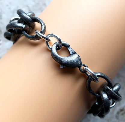 Apple Watch Ultra and 8 Series Bracelet for iWatch 41mm 45mm 49mm Case Antique Silver Color Chain Link Band Handmade Fashion Jewelry Strap