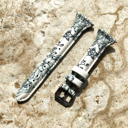 22mm Orchids Slim and Elegant Soft Leather Watch Strap Band for Wrist Hand Watches Quick Release Pins Included Easy - Ready to Attach