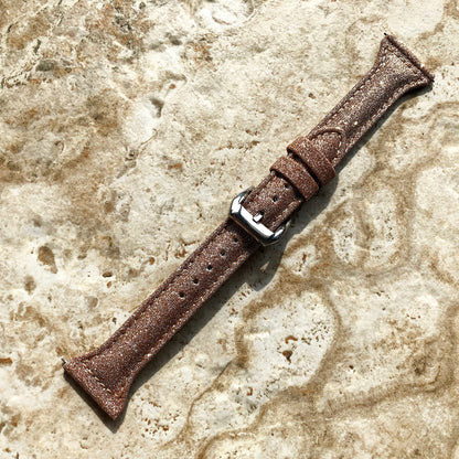 22mm Gold Sparkling Glitter Slim and Elegant Soft Leather Watch Strap Band for Wrist Hand Watches Quick Release Pins - Ready to Attach