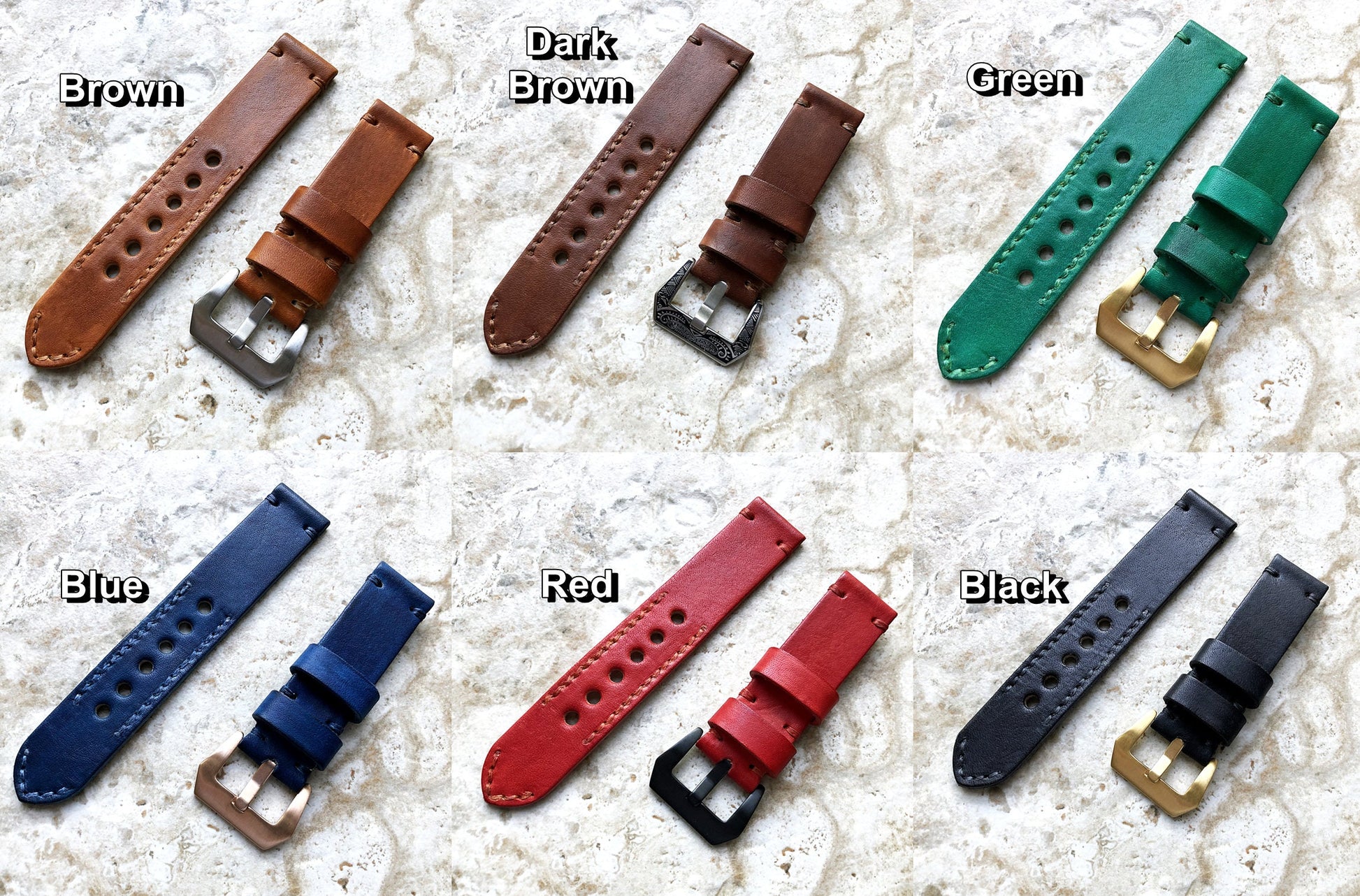 22mm Blue Leather Handmade Watch Band Strap Compatible with Apple Watch Ultra 2 9 8 7 SE 6 5 4 3 2 1 Series Fitbit Versa 2 3 4 Sense 2 Ionic