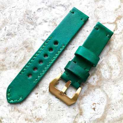 Green Band 22mm 24mm 25mm Leather Handmade Strap Compatible with Apple Ultra 8 7 SE 6 5 4 3 2 1 Watch Fitbit Versa 2 3 4 Sense 2 Ionic