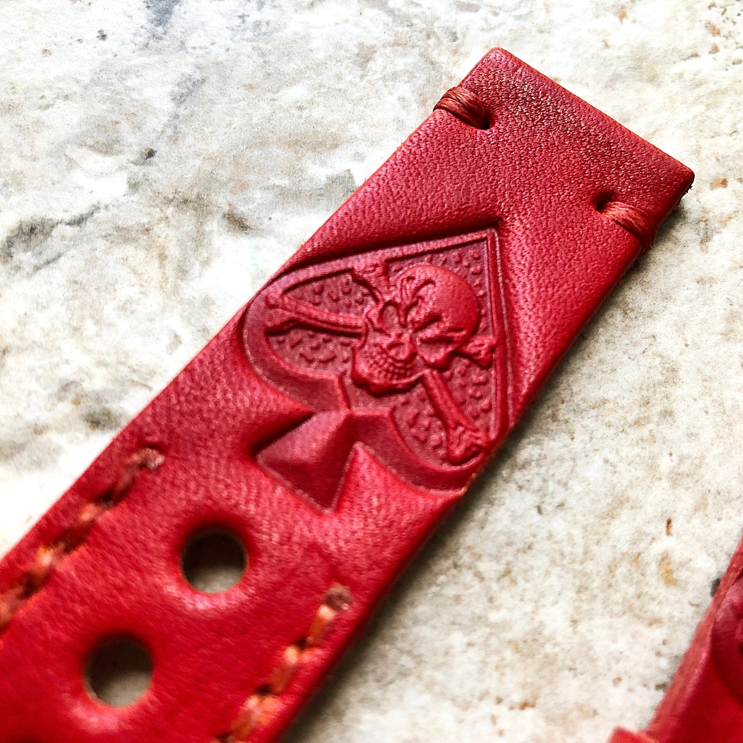 Ace of Spades Band 22mm 24mm 25mm Embossed Genuine Leather Compatible with Apple Watch Fitbit Versa 2 3 4 Sense 2 Ionic Handmade Strap