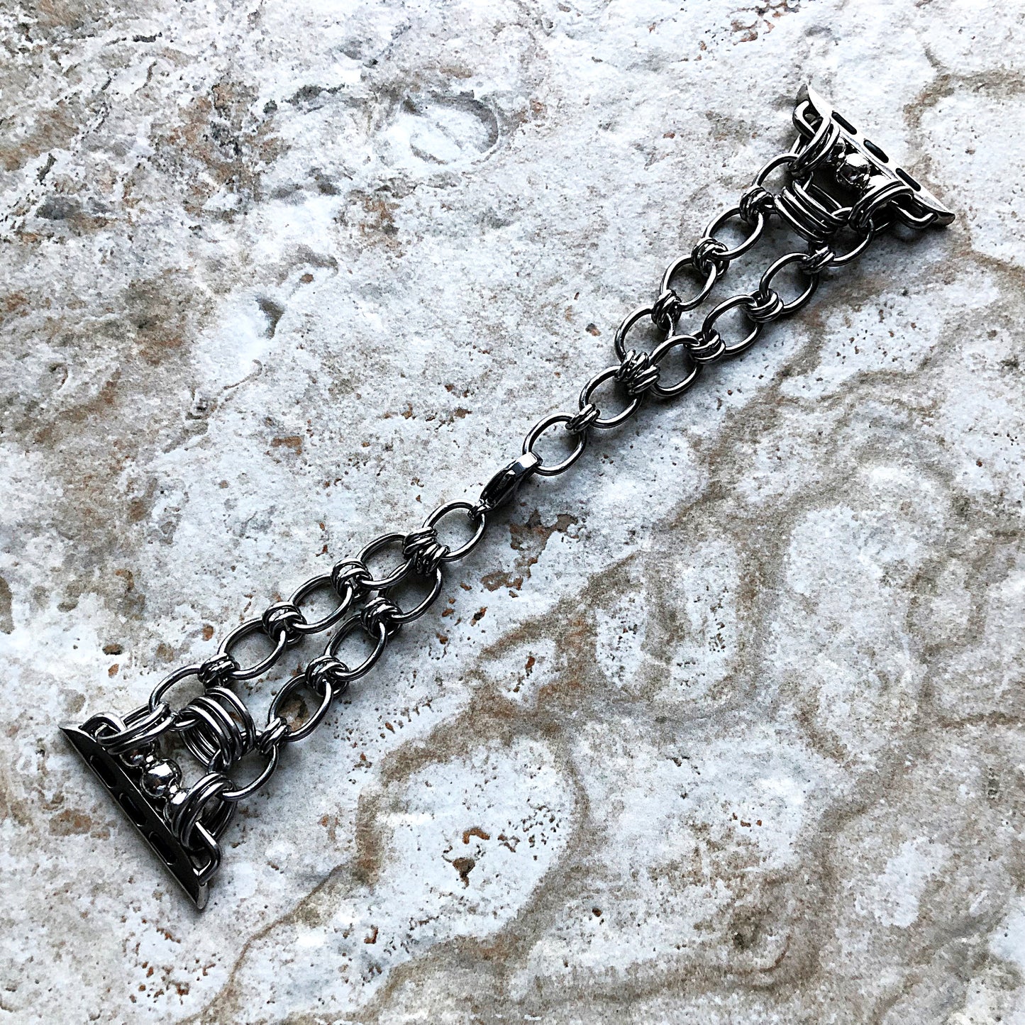 Apple Watch Band Bracelet for Ultra 2 49mm and 9 8 Series 41mm 45mm Case Handmade Tarnish Resistant St Steel Silver Color Strap Jewelry