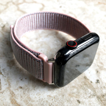 Apple Pink and Sand Band for iWatch Ultra 2 49mm and 9 8 Series 41mm 45mm Case Adjustable Sports Loop and Hook Strap Soft Nylon Weave
