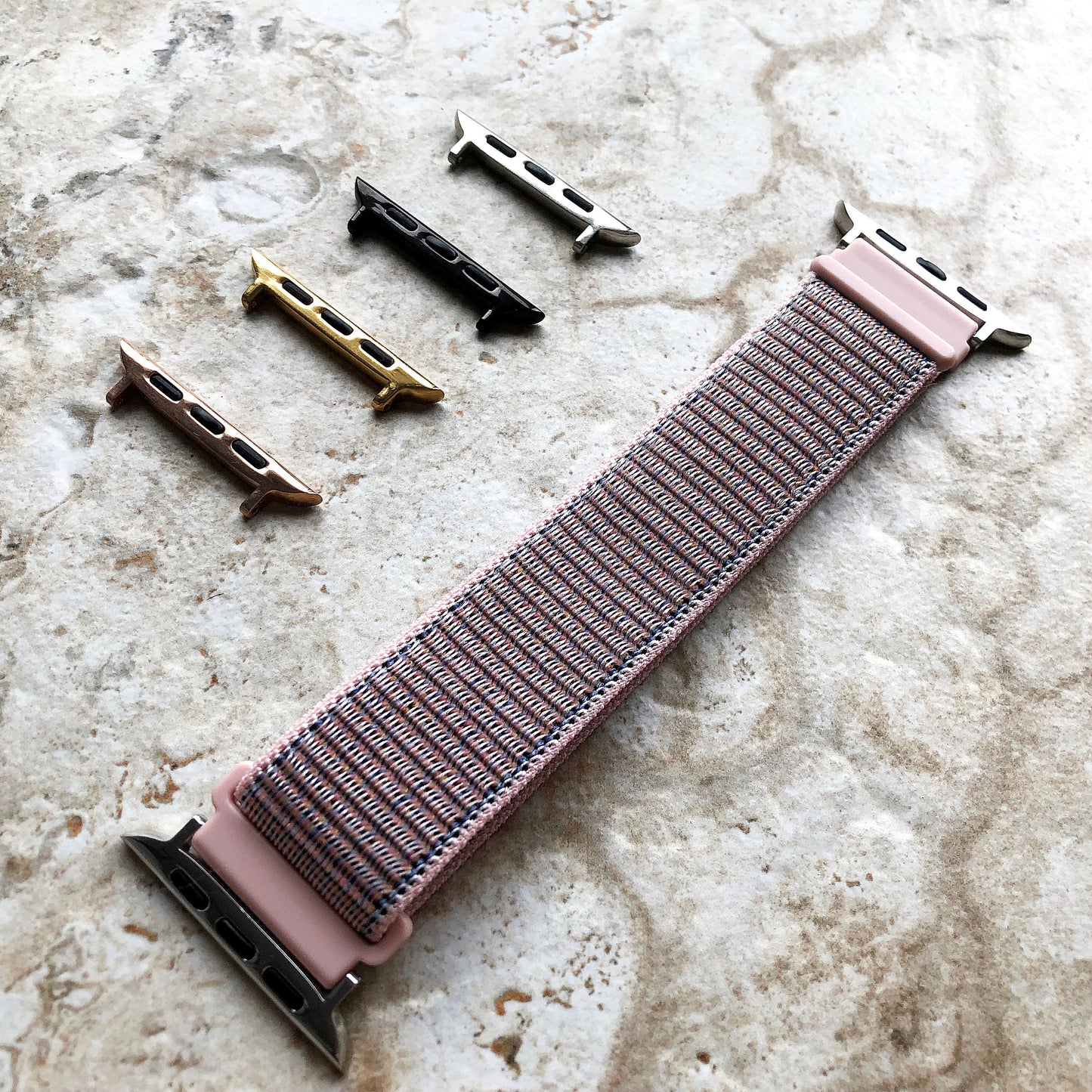 Apple Pink & Sand Band for iWatch Ultra 2 9 8 7 SE 6 5 4 3 2 1 38mm 40mm 41mm 42mm 44mm 45mm 49mm Sport Loop and Hook Strap Soft Nylon Weave