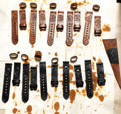 Limited Black Band 22mm 24mm 25mm Compatible with Apple Watch Fitbit Versa 2 3 4 Sense 2 Ionic Handmade Genuine Real Leather Strap