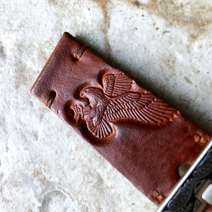 Eagle Attack Band 22mm 24mm 25mm Embossed Genuine Leather Compatible with Apple Watch Fitbit Versa 2 3 4 Sense 2 Ionic Handmade Strap