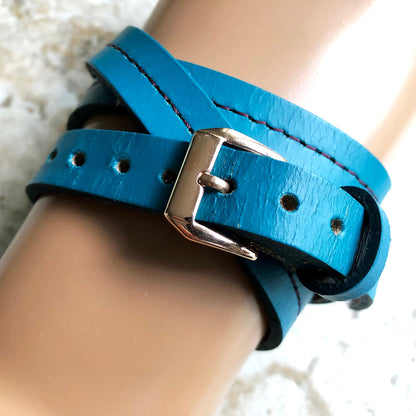 Apple New Vintage Style Blue Fashion Leather Band Wrap Bracelet with Crystals for Watch Ultra 2 49mm and 9 8 Series 41mm 45mm Handmade Strap