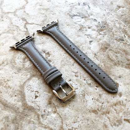 Apple Gray Color Band for iWatch Ultra 2 49mm and 9 8 Series 41mm 45mm Case Slim Elegant Handmade Soft Leather Straps Bracelet