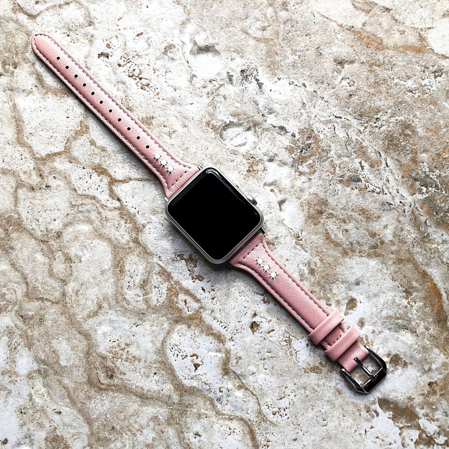 Apple Watch Pink with Crystals Band for iWatch Ultra 2 49mm and 9 8 Series 41mm 45mm Case Slim Elegant Soft Leather Strap Bracelet