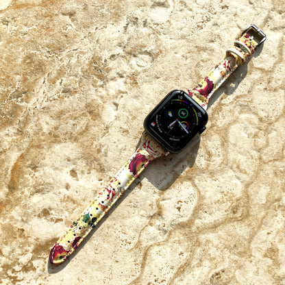 Apple Watch Bouquet Roses Band for iWatch Ultra 2 49mm and 9 8 Series 41mm 45mm Case Slim Handmade Elegant Leather Straps Bracelet