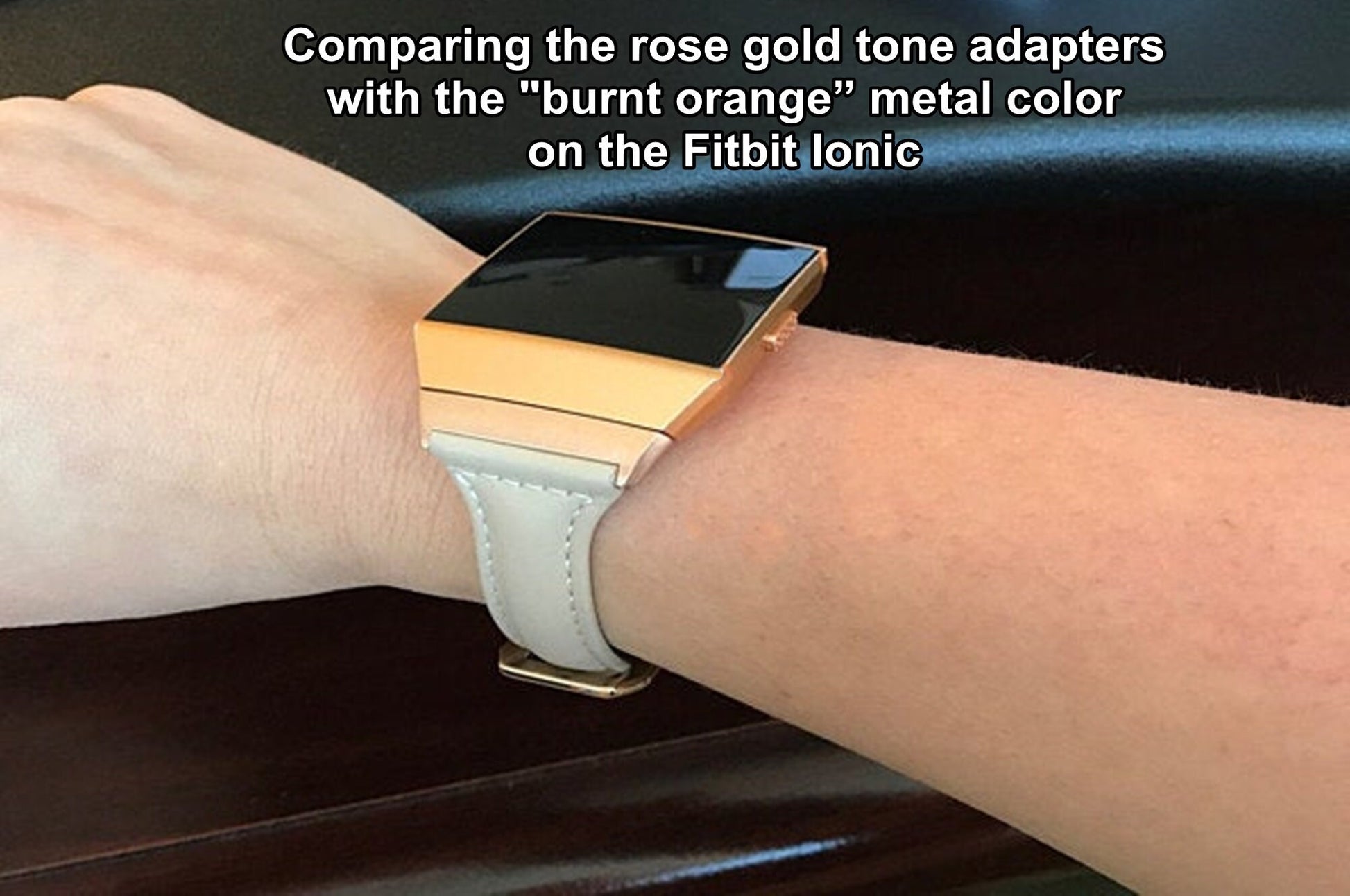 Fitbit Ionic Beige Smooth Slim Elegant Soft Leather Band Strap Bracelet for Smartwatch Quick Release Adapters in Silver Rose Gold Black