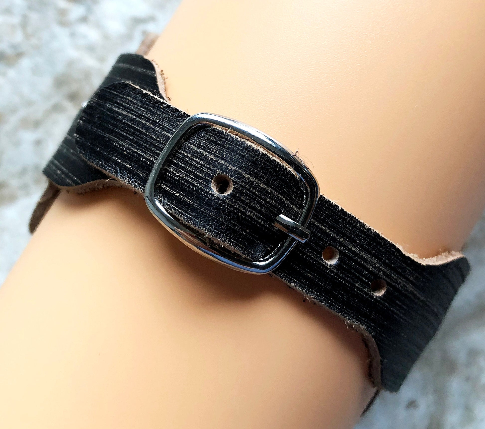 Apple Watch Cuff Black Brushed Genuine Leather Band for iWatch Ultra 2 49mm and 9 8 Series 41mm 45mm Case Handmade Strap Bracelet Wristband