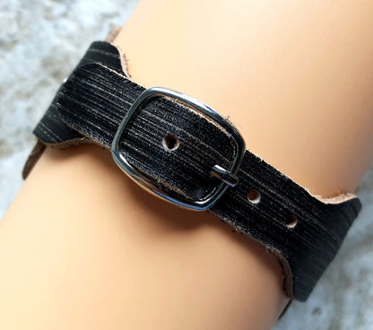 Apple Watch Cuff Black Brushed Genuine Leather Band for iWatch Ultra 2 49mm and 9 8 Series 41mm 45mm Case Handmade Strap Bracelet Wristband