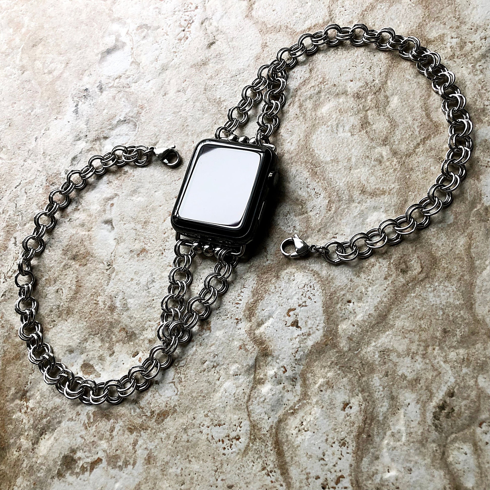 Apple Watch Band for Ultra 2 9 8 7 6 SE 5 4 3 2 1 iWatch 38mm 40 41mm 42mm 44mm 45mm 49mm Double Round Links Chain Handmade Bracelet Jewelry