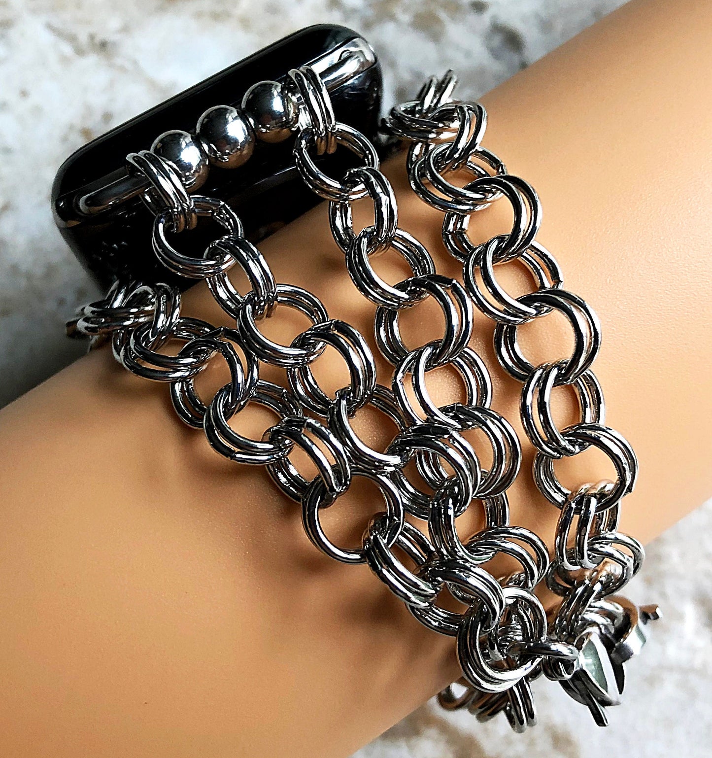 Apple Watch Band for Ultra 2 9 8 7 6 SE 5 4 3 2 1 iWatch 38mm 40 41mm 42mm 44mm 45mm 49mm Double Round Links Chain Handmade Bracelet Jewelry