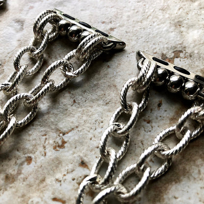 Apple Watch Bracelet Band for iWatch Ultra 2 49mm and 9 8 Series 41mm 45mm Case Twisted Wire Pattern Links Chain Handmade Jewelry Strap