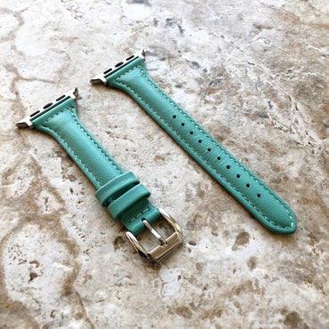 Apple Green Color Band for iWatch All Series 38mm 40mm 41mm 42mm 44mm 45mm 49mm Slim Elegant Soft Leather Strap Bracelet