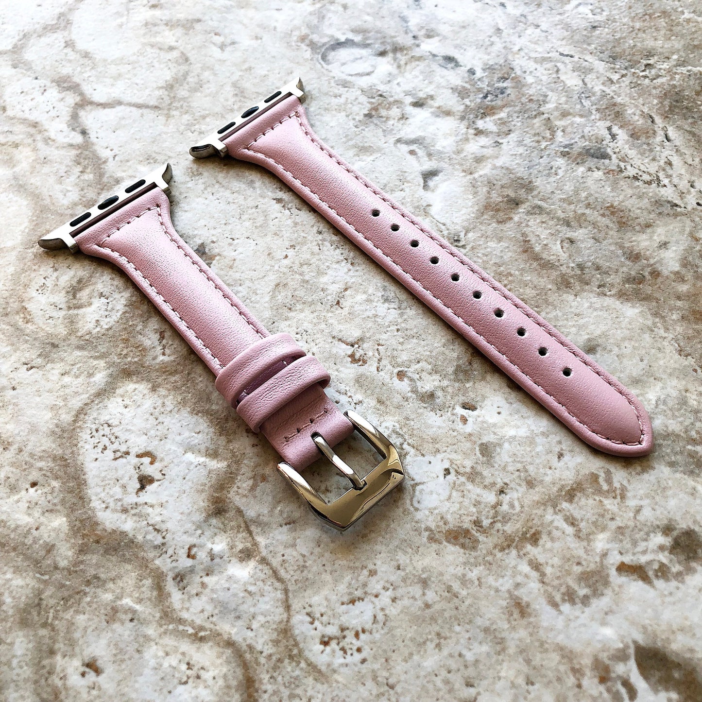 Apple Pink Color Band for iWatch All Series 38mm 40mm 41mm 42mm 44mm 45mm 49mm Case Slim Elegant Soft Leather Strap Bracelet