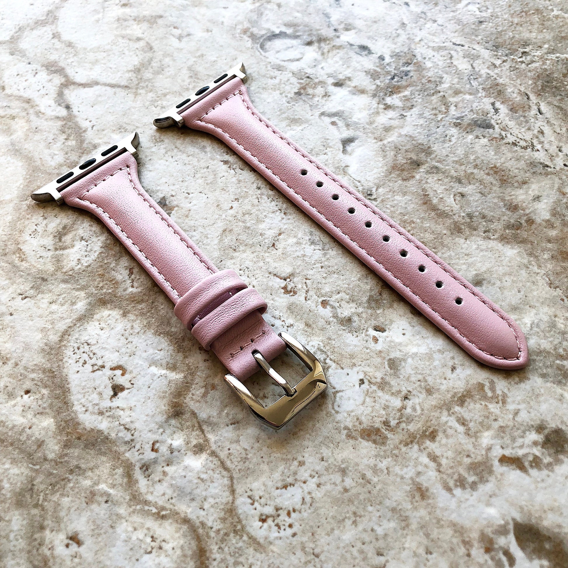 Apple Pink Color Band for iWatch All Series 38mm 40mm 41mm 42mm 44mm 45mm 49mm Case Slim Elegant Soft Leather Strap Bracelet
