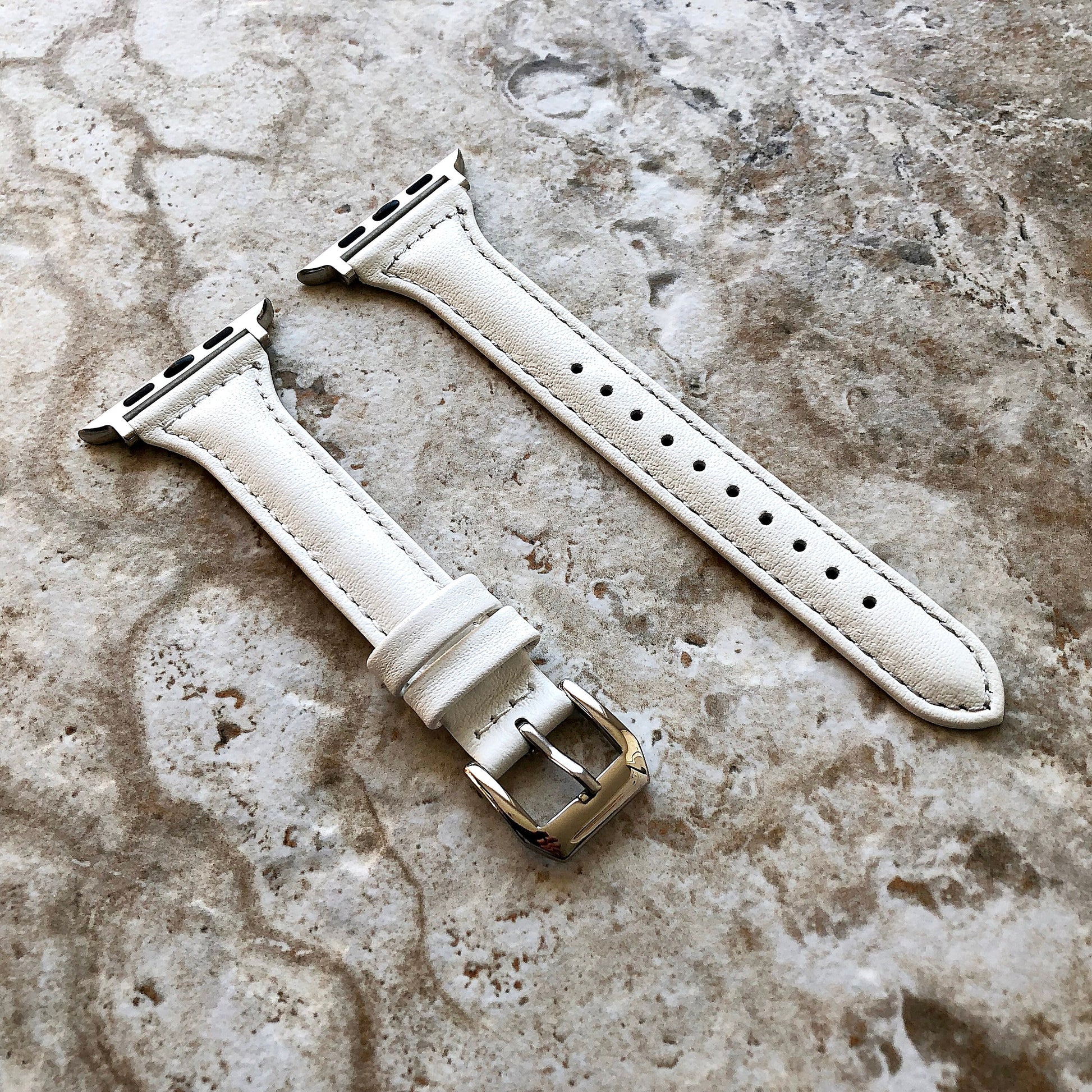 Apple White Color Band for iWatch Ultra 2 49mm and 9 8 Series 41mm 45mm Case Slim Elegant Soft Leather Strap Handmade Bracelet