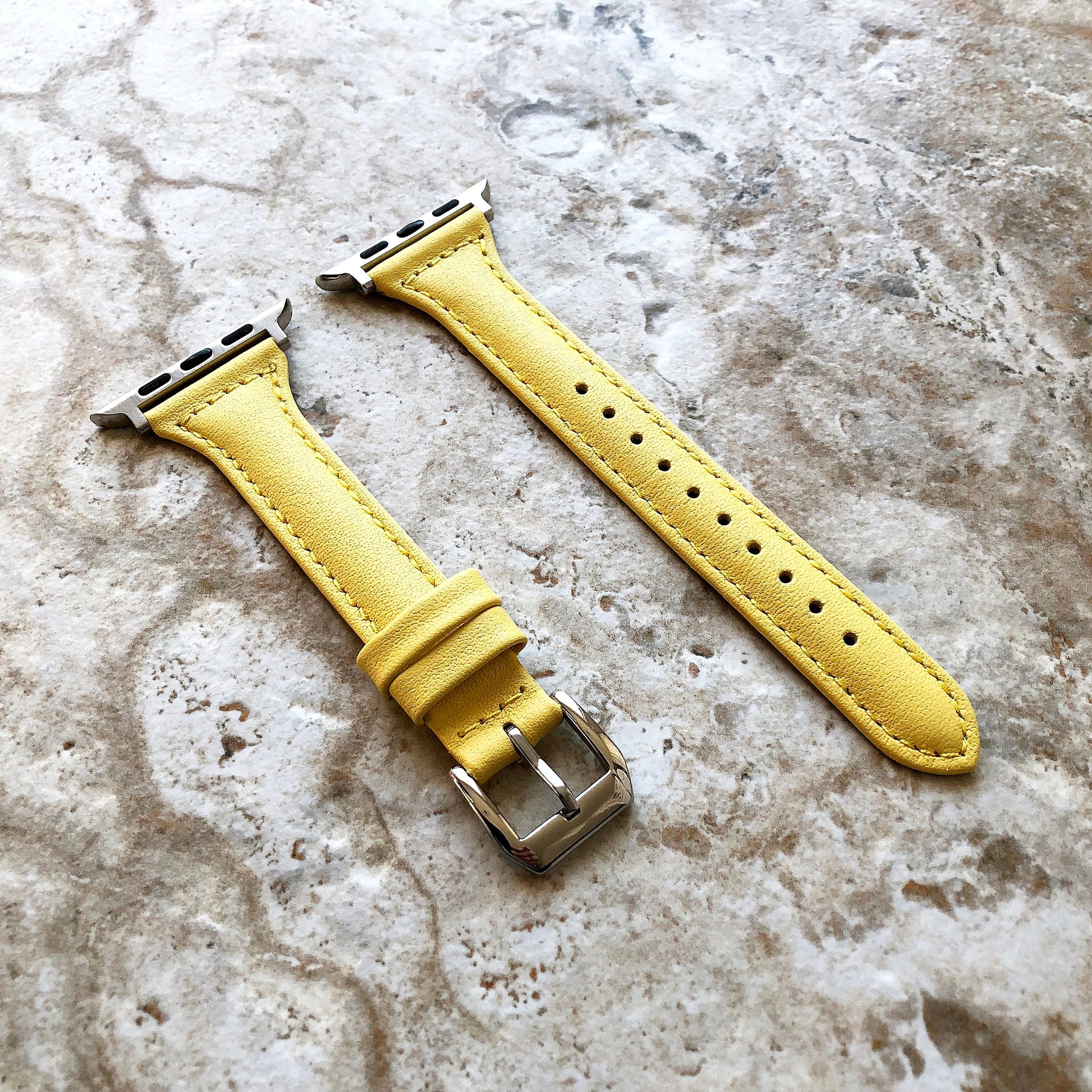 Apple Yellow Color Band for iWatch Ultra 2 49mm and 9 8 Series 41mm 45mm Case Slim Handmade Elegant Soft Leather Straps Bracelet