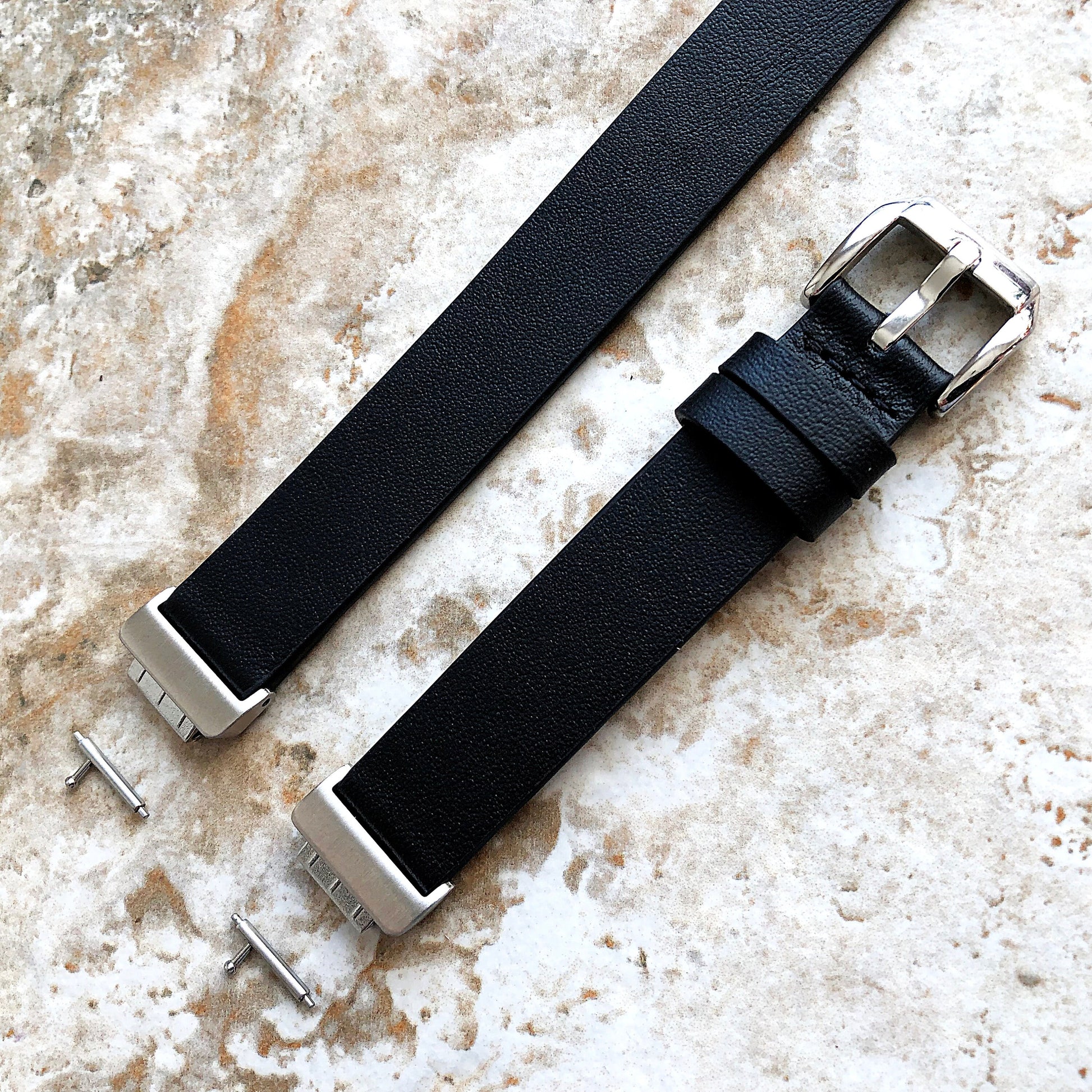 Fitbit Inspire HR and 2 Black Soft Leather Band Strap for Fitness Tracker Wristband Twice Wrap Bracelet Quick Release Silver Black Rose Gold