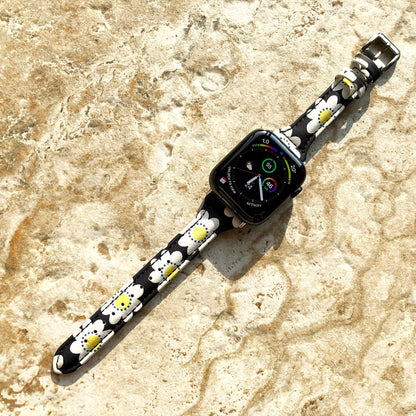 Apple Watch Daisy Flower Band for All Series iWatch 38mm 40mm 41mm 42mm 44mm 45mm 49mm Case Slim Elegant Soft Leather Straps Bracelet