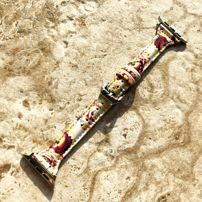Apple Watch Bouquet Roses Band for All Series iWatch 38mm 40mm 41mm 42mm 44mm 45mm 49mm Slim Elegant Leather Straps Bracelet
