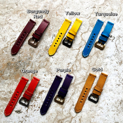 Purple Band 22mm 24mm 25mm Leather Compatible with Apple Ultra 2 9 8 7 SE 6 5 4 3 2 1 Watch Fitbit Versa 2 3 4 Sense 2 Ionic Handmade Strap