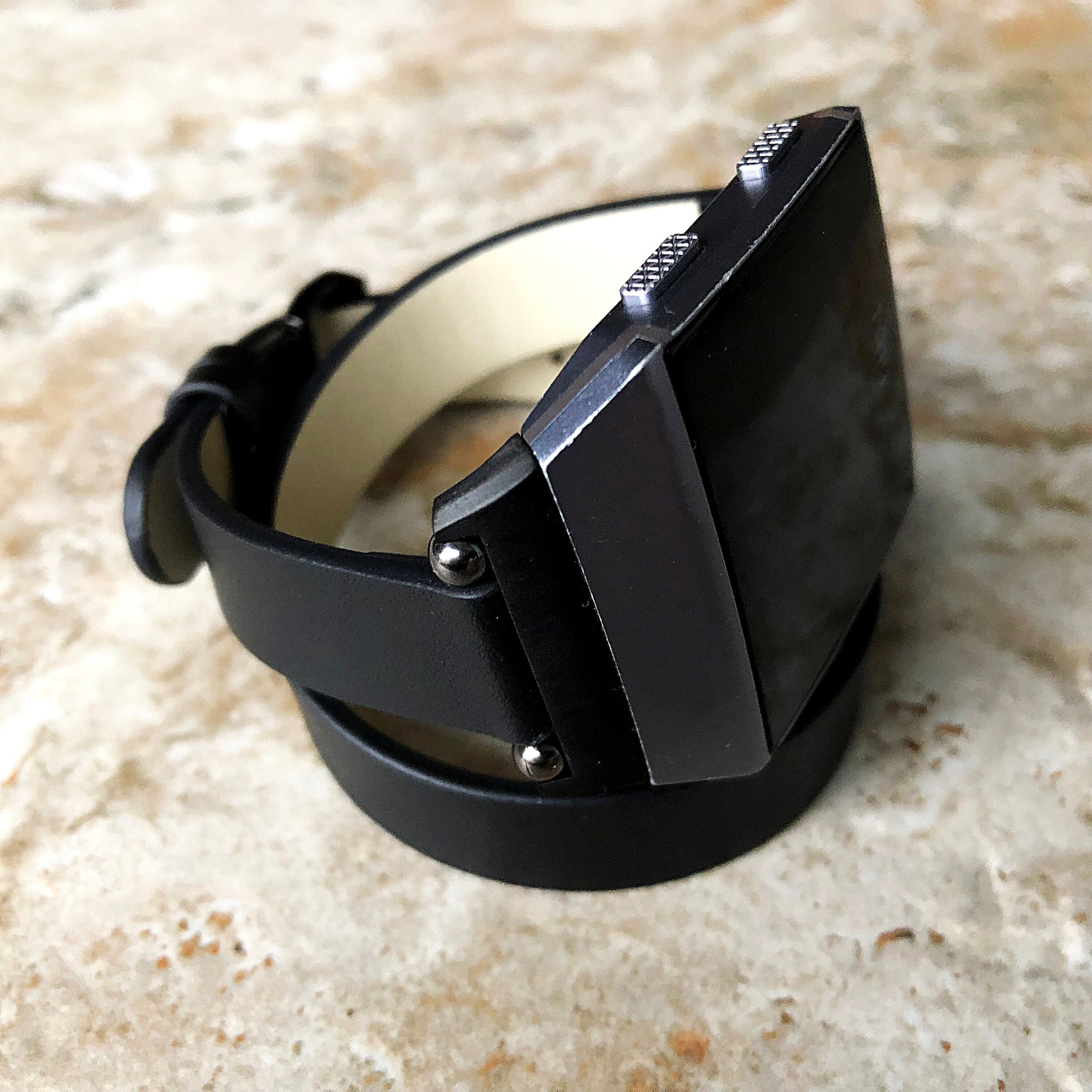 Fitbit Ionic Black Soft Band for Double Wrap Around Wrist Eco Vegan Leather Watch Strap Twice Bracelet SB in Silver Rose Gold Black Finish