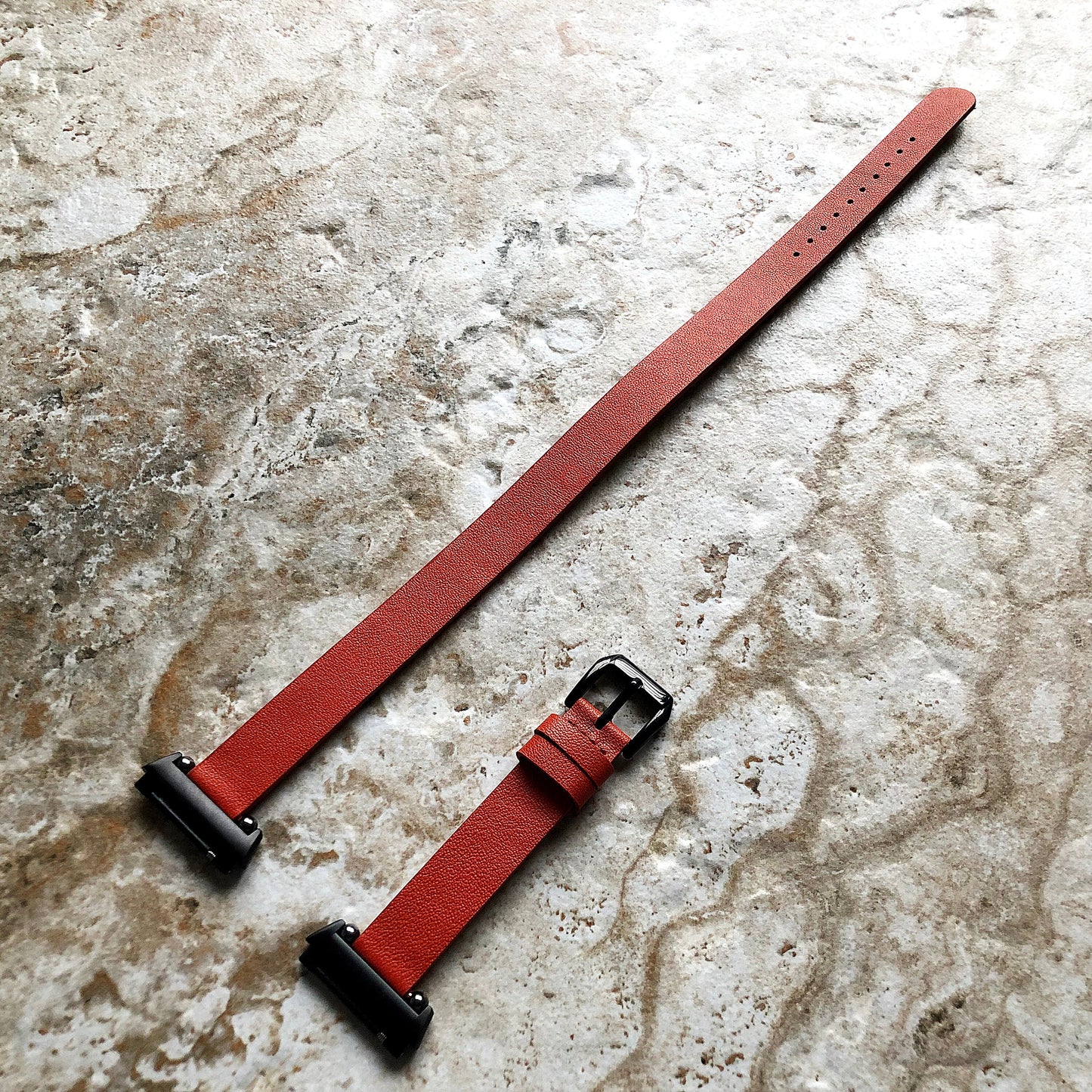 Fitbit Ionic Orange Soft Band for Double Wrap Around Wrist Eco Vegan Leather Watch Strap Twice Bracelet SB in Silver Rose Gold Black Finish