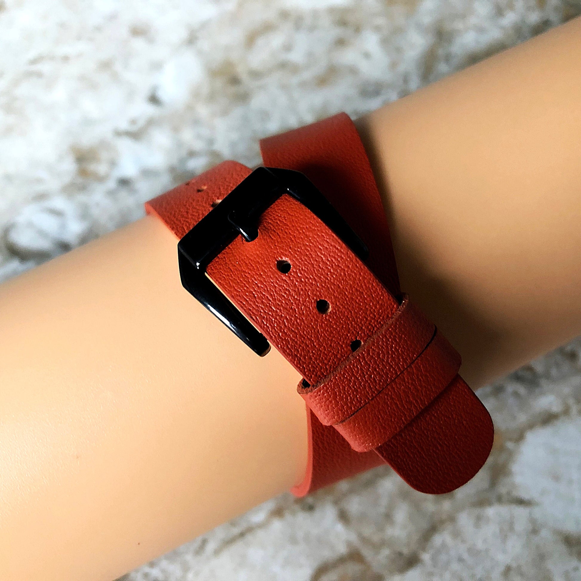 Fitbit Ionic Orange Soft Band for Double Wrap Around Wrist Eco Vegan Leather Watch Strap Twice Bracelet SB in Silver Rose Gold Black Finish