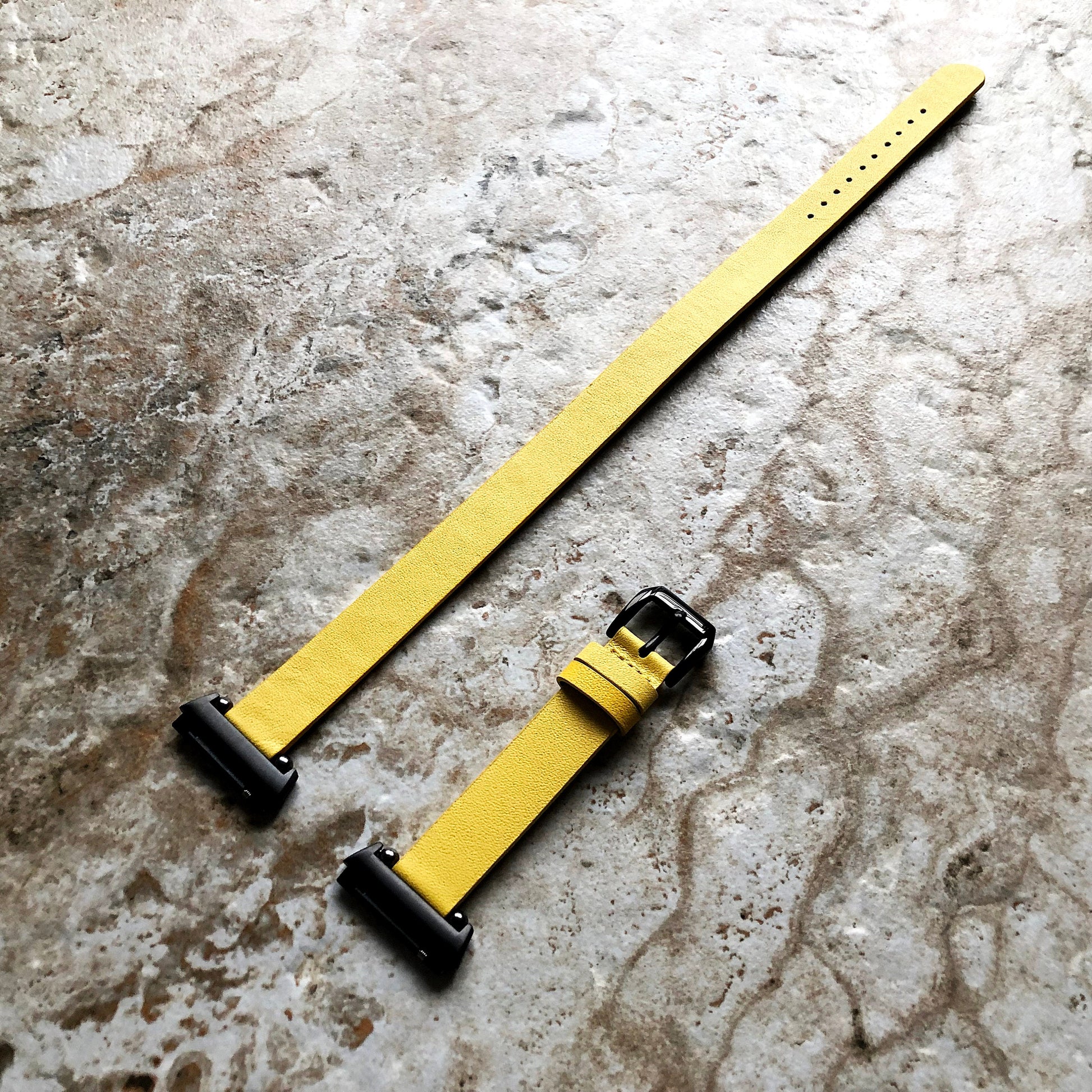 Fitbit Ionic Yellow Soft Band for Double Wrap Around Wrist Eco Vegan Leather Watch Strap Twice Bracelet SB in Silver Rose Gold Black Finish