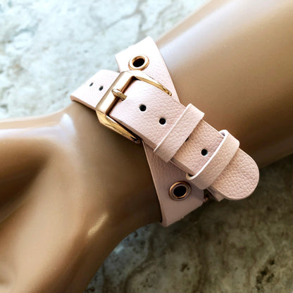 Apple Pink Double Wrap Band for iWatch All Series 38mm 40mm 41mm 42mm 44mm 45mm 49mm Case Twice Around Wrist Leather Bracelet Straps GM