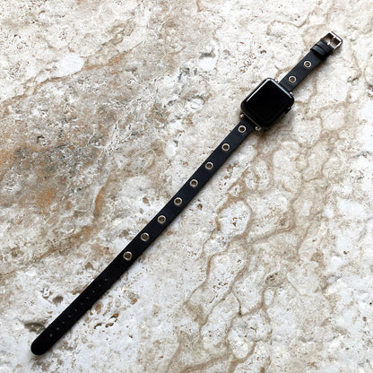 Apple Black Double Wrap Band for iWatch All Series 38mm 40mm 41mm 42mm 44mm 45mm 49mm Case Twice Around Wrist Leather Bracelet Straps GM