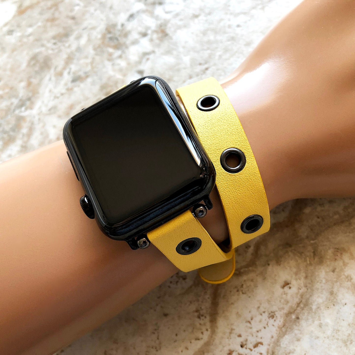 Apple Watch Ultra 2 9 8 7 6 SE 5 4 3 2 1 Series 38mm 40 41 42mm 44mm 45mm 49mm Double Wrap Strap with Grommets Leather Bracelet Fashion Band