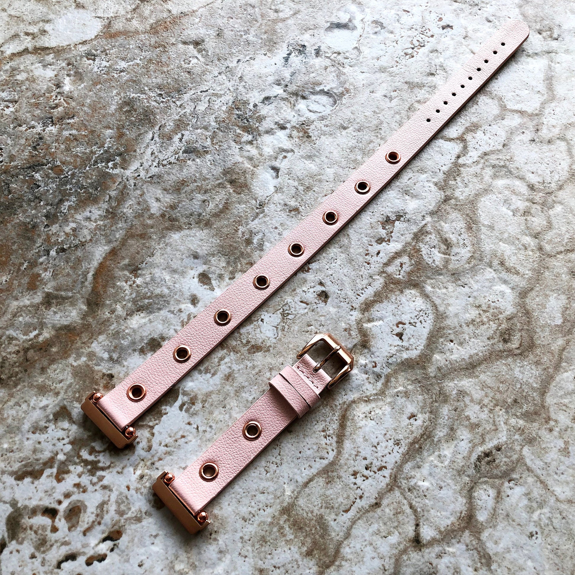 Fitbit Grommets Band for Versa 2 3 4 Sense 2 Pink Eco Leather Watch Strap Double Wrap Around Wrist Bracelet Silver Rose Gold Black Buckle