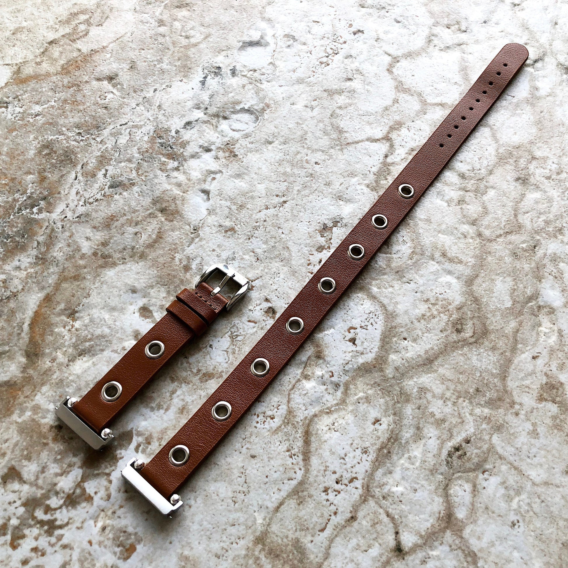 Fitbit Grommets Band for Versa 2 3 4 Sense 2 Brown Eco Leather Watch Strap Double Wrap Around Wrist Bracelet Silver Rose Gold Black Buckle