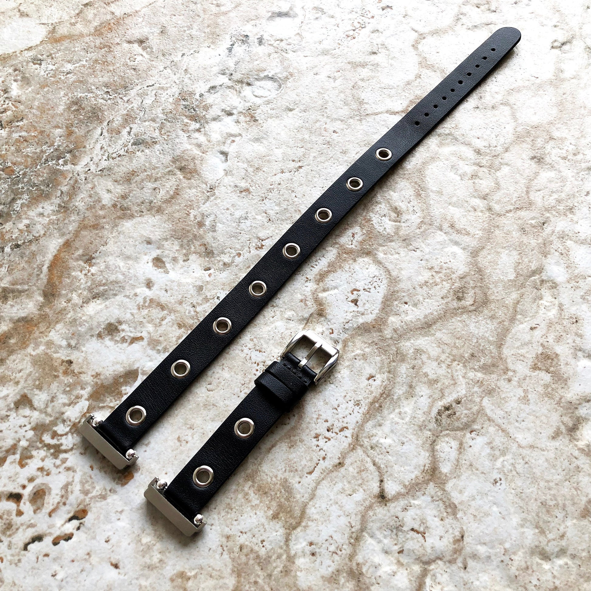 Fitbit Grommets Band for Versa 2 3 4 Sense 2 Black Eco Leather Watch Strap Double Wrap Around Wrist Bracelet Silver Rose Gold Black Buckle