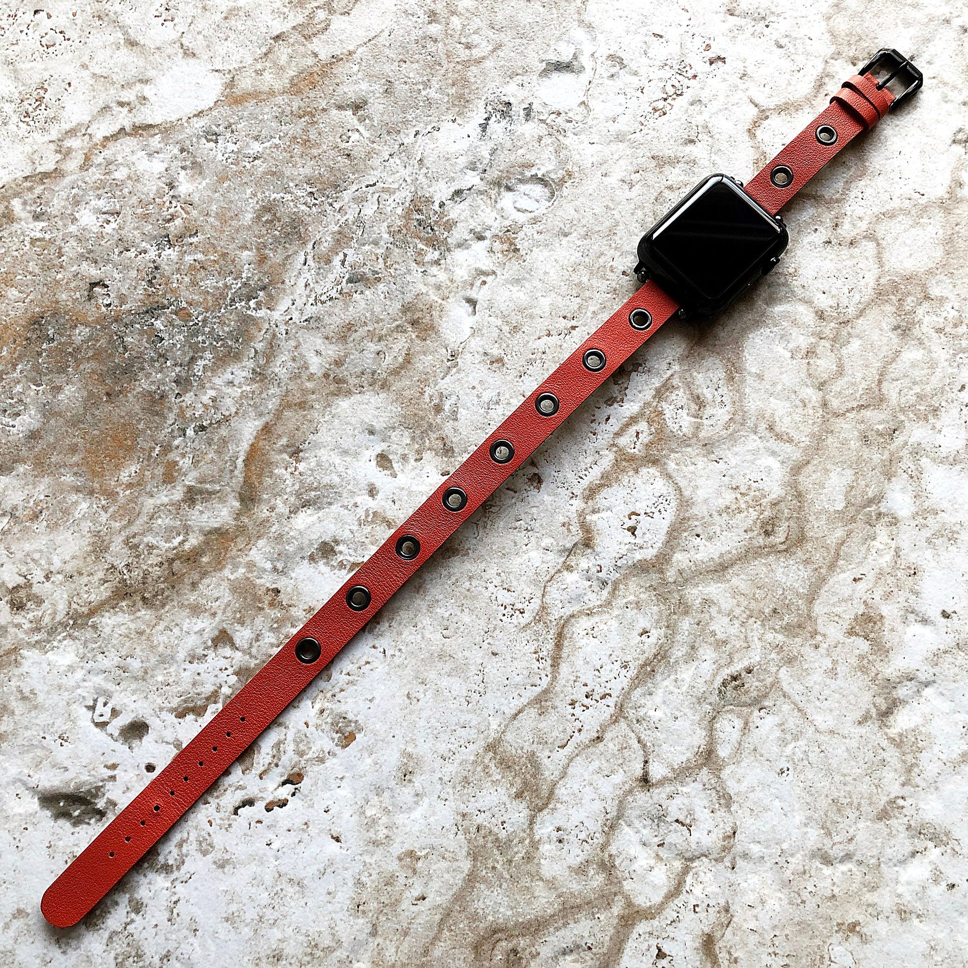 Fitbit Ionic Orange Band for Double Wrap Around Wrist Soft Eco Vegan Leather Watch Strap Twice Bracelet SB in Silver Rose Gold Black Finish