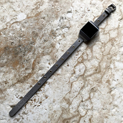 Fitbit Ionic Gray Band for Double Wrap Around Wrist Soft Eco Vegan Leather Watch Strap Twice Bracelet SB in Silver Rose Gold Black Finish