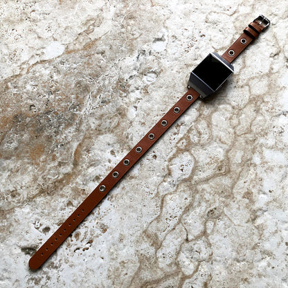 Fitbit Ionic Brown Band for Double Wrap Around Wrist Soft Eco Vegan Leather Watch Strap Twice Bracelet SB in Silver Rose Gold Black Finish